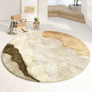 Modern Abstract Round Rug with Earthy Tones