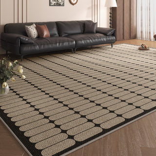 Black & Beige Oval Grid Rug