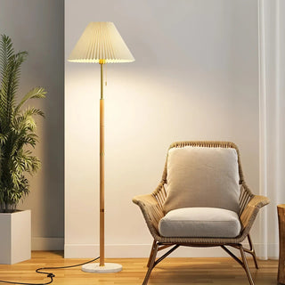 Floor Lamp with Marble and Wood
