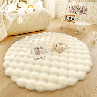 Soft Round Faux Rabbit Fur Rug