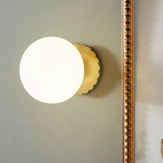 Round Opal Glass Wall Light with Brass Base