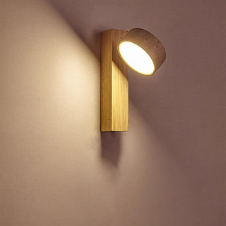 Minimalist Travertine and Wood Wall Light