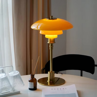 Danish Amber Glass Table Lamp – Timeless Scandinavian Elegance