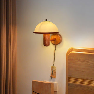 Nordic Mushroom Oak Wall Lamp