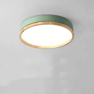 Round Nordic Wood Flush Mount Ceiling Light