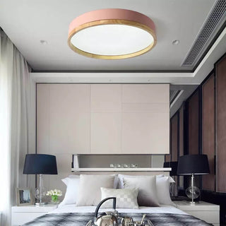 Round Nordic Wood Flush Mount Ceiling Light