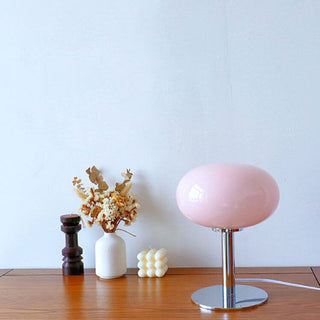 Nordic Round Glass Table Lamp With Metal Base