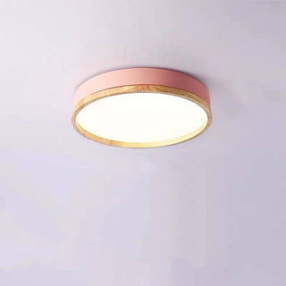 Round Nordic Wood Flush Mount Ceiling Light