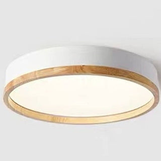 Round Nordic Wood Flush Mount Ceiling Light