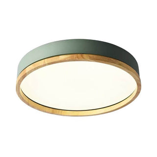 Round Nordic Wood Flush Mount Ceiling Light
