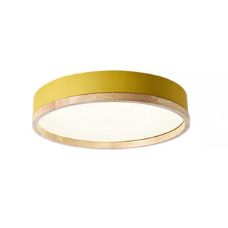 Round Nordic Wood Flush Mount Ceiling Light