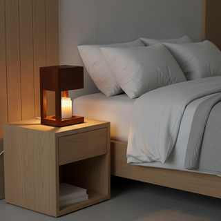 Scandinavian Wooden Candle Warmer Lamp With Adjustable Dimmer
