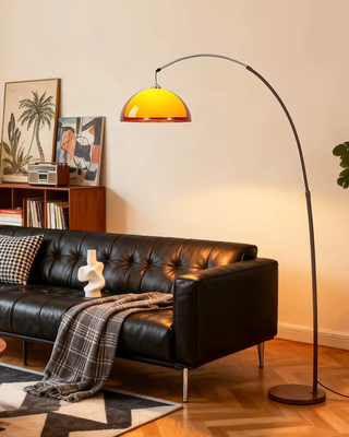 Modern Arc Floor Lamp With Adjustable Arm And Dome Shade