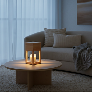 Scandinavian Wooden Candle Warmer Lamp With Adjustable Dimmer
