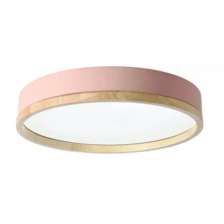 Round Nordic Wood Flush Mount Ceiling Light