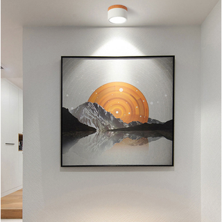 Minimalist Aluminum Ceiling Light with Wood Accent