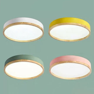 Round Nordic Wood Flush Mount Ceiling Light