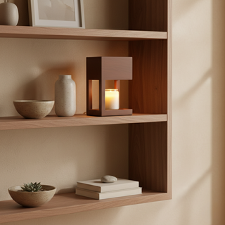 Scandinavian Wooden Candle Warmer Lamp With Adjustable Dimmer
