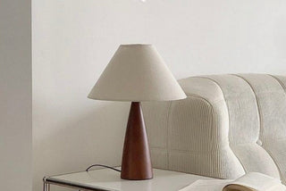 Scandinavian Wooden Table Lamp With Fabric Shade