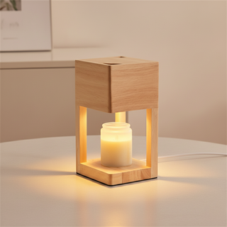 Scandinavian Wooden Candle Warmer Lamp With Adjustable Dimmer