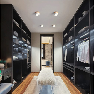 Minimalist Aluminum Ceiling Light with Wood Accent