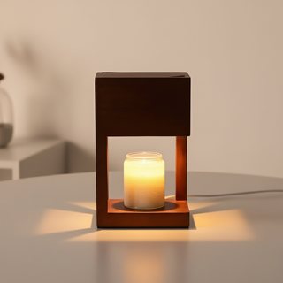 Scandinavian Wooden Candle Warmer Lamp With Adjustable Dimmer