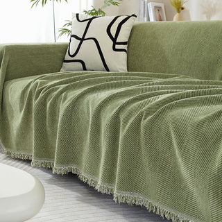 Chenille Herringbone Tassel Sofa Cover