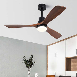 Solid Wood Ceiling Fan with LED Light