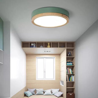 Round Nordic Wood Flush Mount Ceiling Light