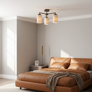 Vintage Fabric Semi Flush Ceiling Light
