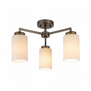 Vintage Fabric Semi Flush Ceiling Light