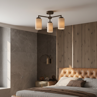 Vintage Fabric Semi Flush Ceiling Light