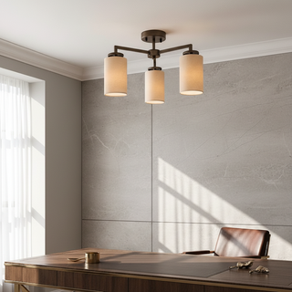 Vintage Fabric Semi Flush Ceiling Light
