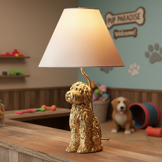 Vintage Animal Table Lamp With Fabric Shade
