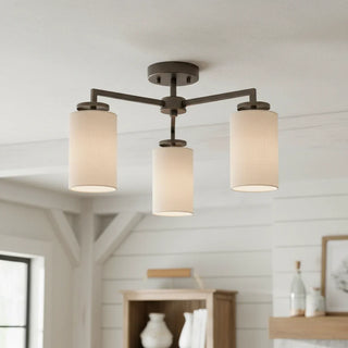 Vintage Fabric Semi Flush Ceiling Light