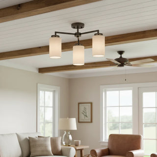 Vintage Fabric Semi Flush Ceiling Light