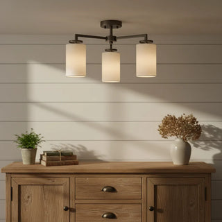 Vintage Fabric Semi Flush Ceiling Light