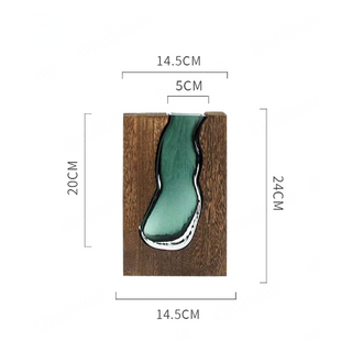 Scandinavian Glass and Wood Vase