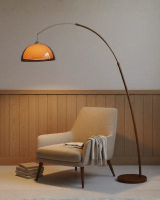 Modern Arc Floor Lamp With Adjustable Arm And Dome Shade