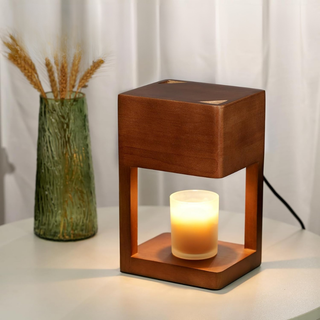 Scandinavian Wooden Candle Warmer Lamp With Adjustable Dimmer