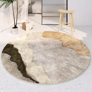 Modern Abstract Round Rug with Earthy Tones