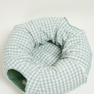 Foldable Tartan Cat Bed and Play Tunnel