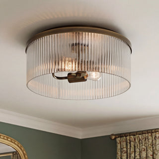 Retro Ribbed Glass Flush Mount Ceiling Light