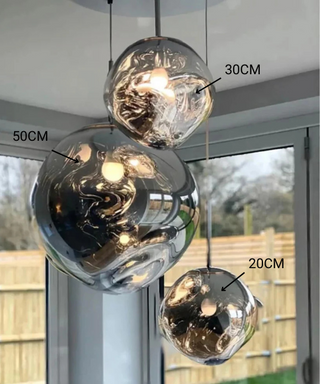 Modern Chrome Pebble Pendant Light Cluster
