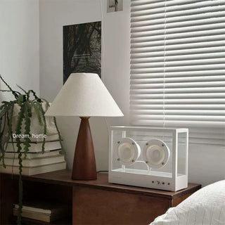 Scandinavian Wooden Table Lamp With Fabric Shade