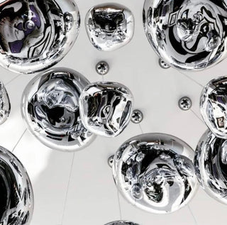 Modern Chrome Pebble Pendant Light Cluster