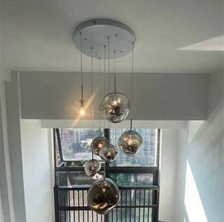 Modern Chrome Pebble Pendant Light Cluster
