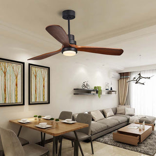 Solid Wood Ceiling Fan with LED Light