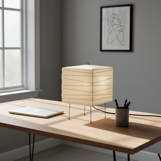 Japandi Table Lamp with Paper Shade