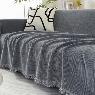 Chenille Herringbone Tassel Sofa Cover